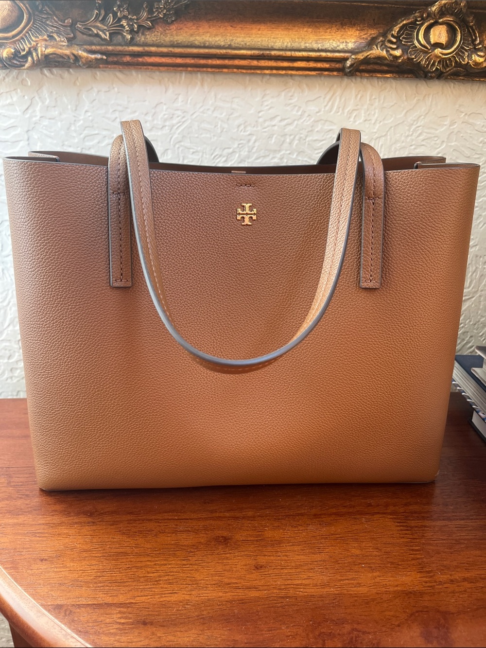 Tory Burch Saddle Brown Pebbled Leather Tote